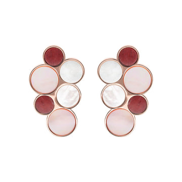 Bronzallure Alba Red Fossil Mop Flat Earrings