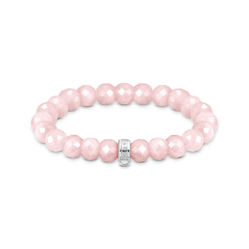 THOMAS SABO Charm bracelet with rose quartz beads oval