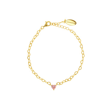 SWEETHEART HEART CHAIN BRACELET PINK GOLD