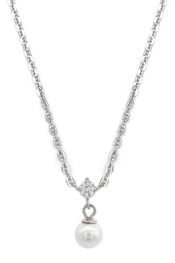 ADAGIO TOUCH OF SPARKLE PEARL NECKLACE SILVER