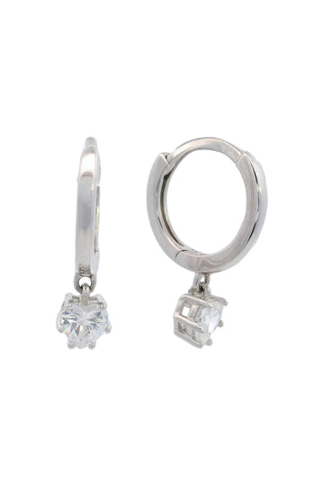 GEORGINI MIDNIGHT VELVET BABY HEART HOOP EARRINGS SILVER