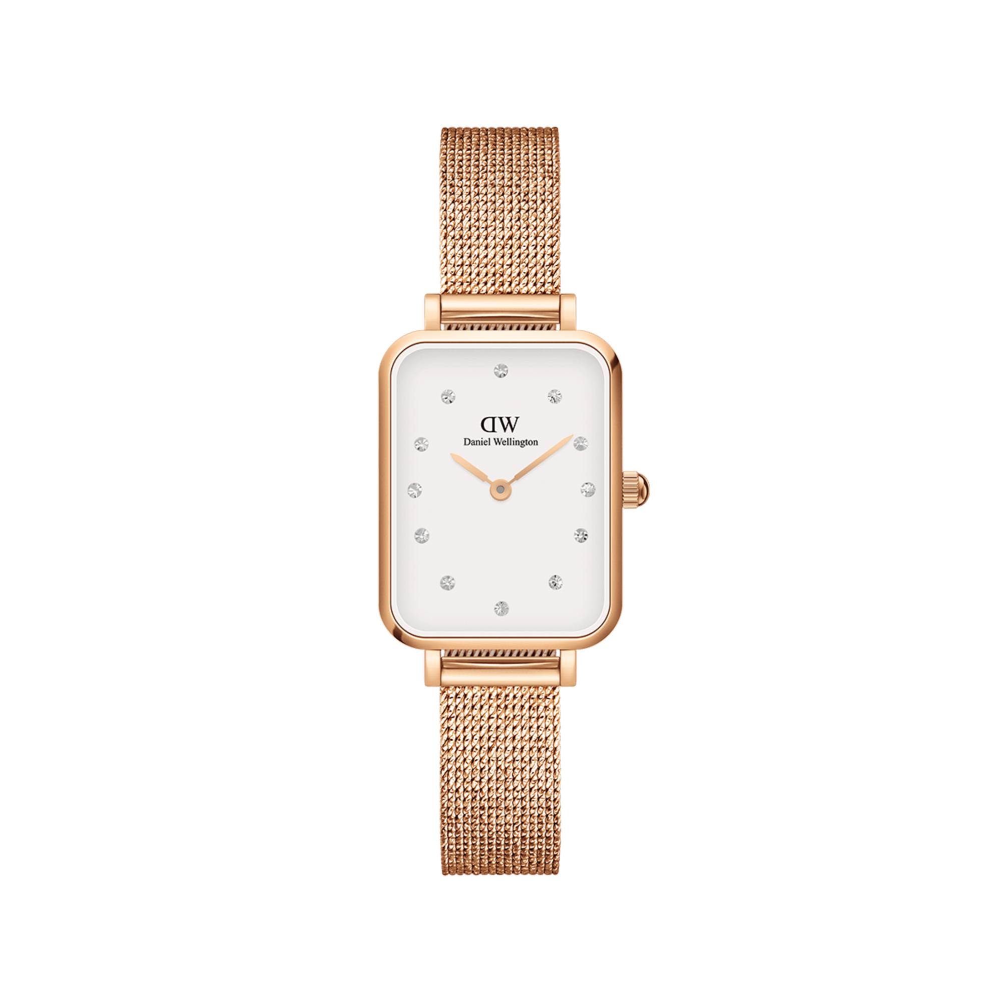 Daniel Wellington Quadro 20X26 Pressed Melrose Lumine Rose Gold & White Watch
