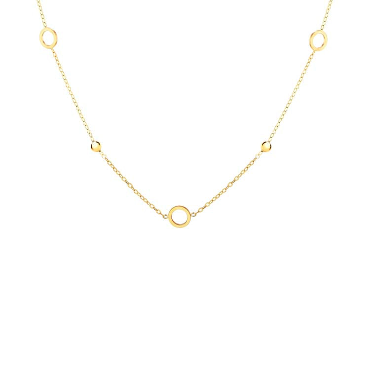 9K Yellow Gold Circle Bead Necklace 45cm