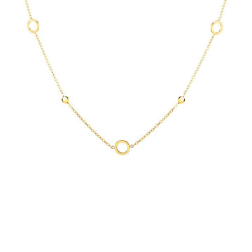 9K Yellow Gold Circle Bead Necklace 45cm