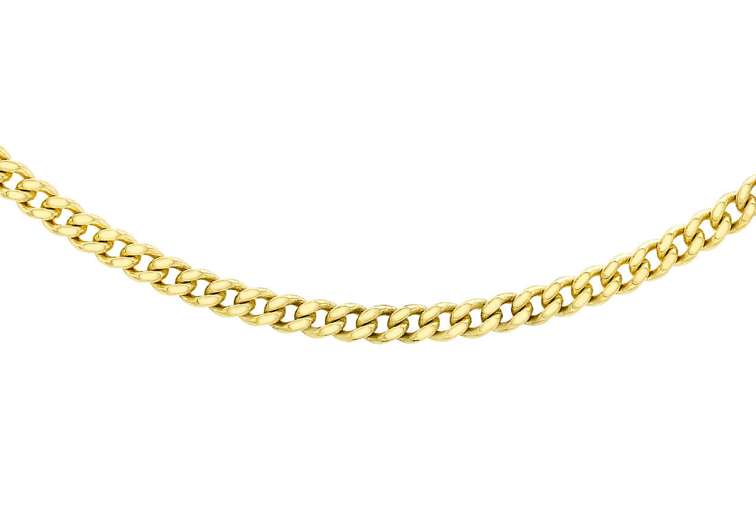 9K Yellow Gold 30 Diamond Cut Adjustable Curb Chain 46cm-51cm
