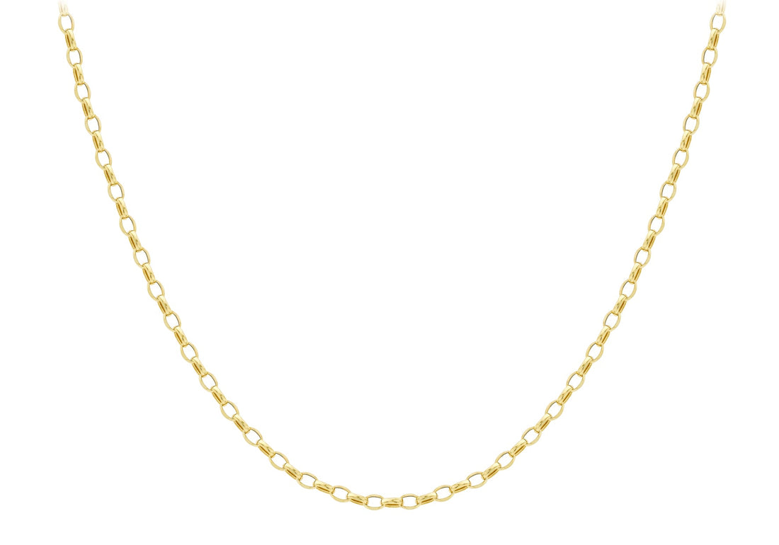 9K Yellow Gold Oval Belcher Necklace 45cm