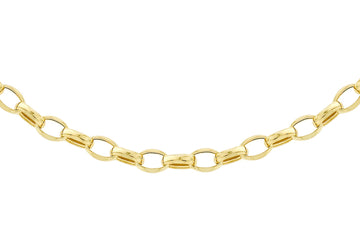 9K Yellow Gold Oval Belcher Necklace 45cm