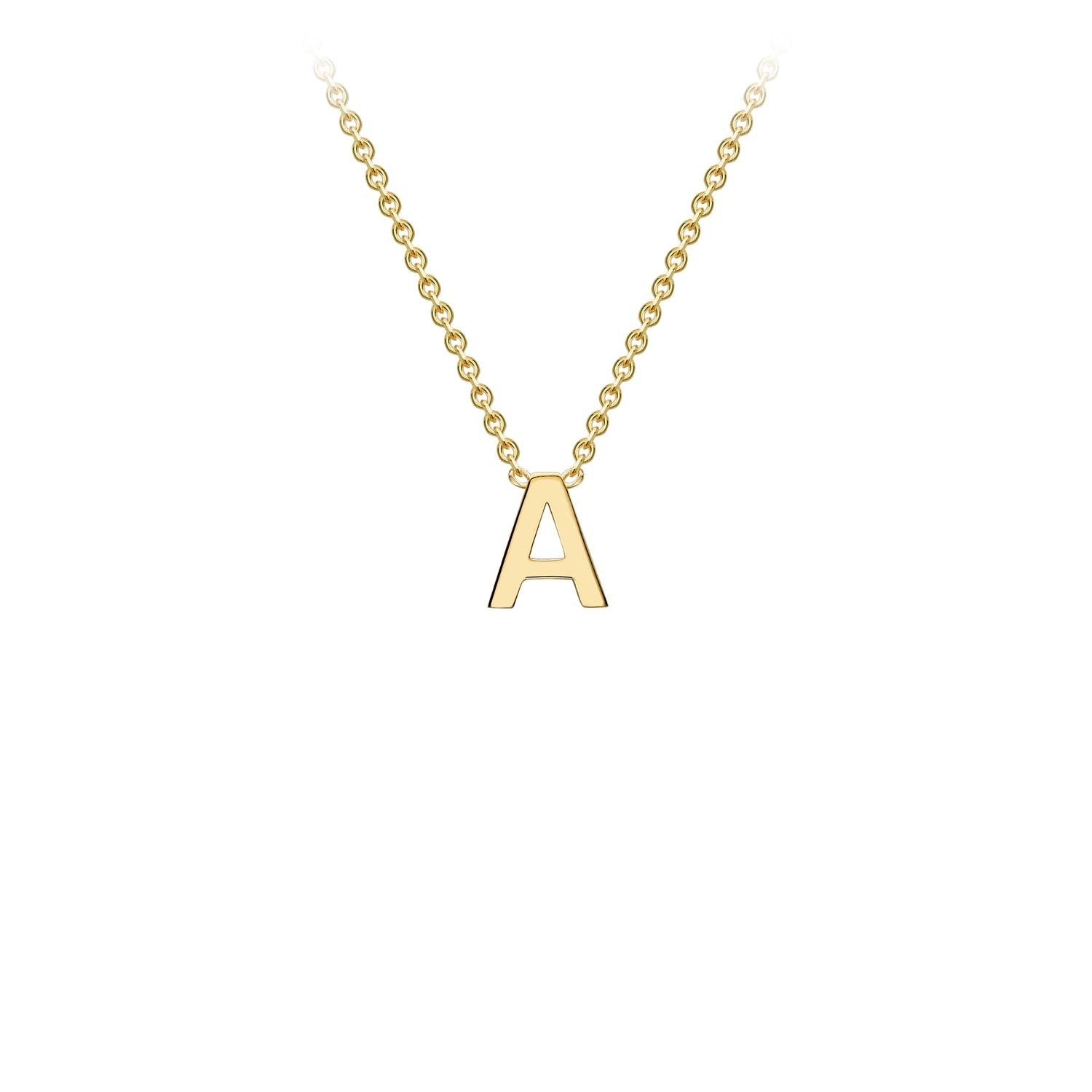 9K Yellow Gold 'A' Initial Adjustable Letter Necklace 38/43cm
