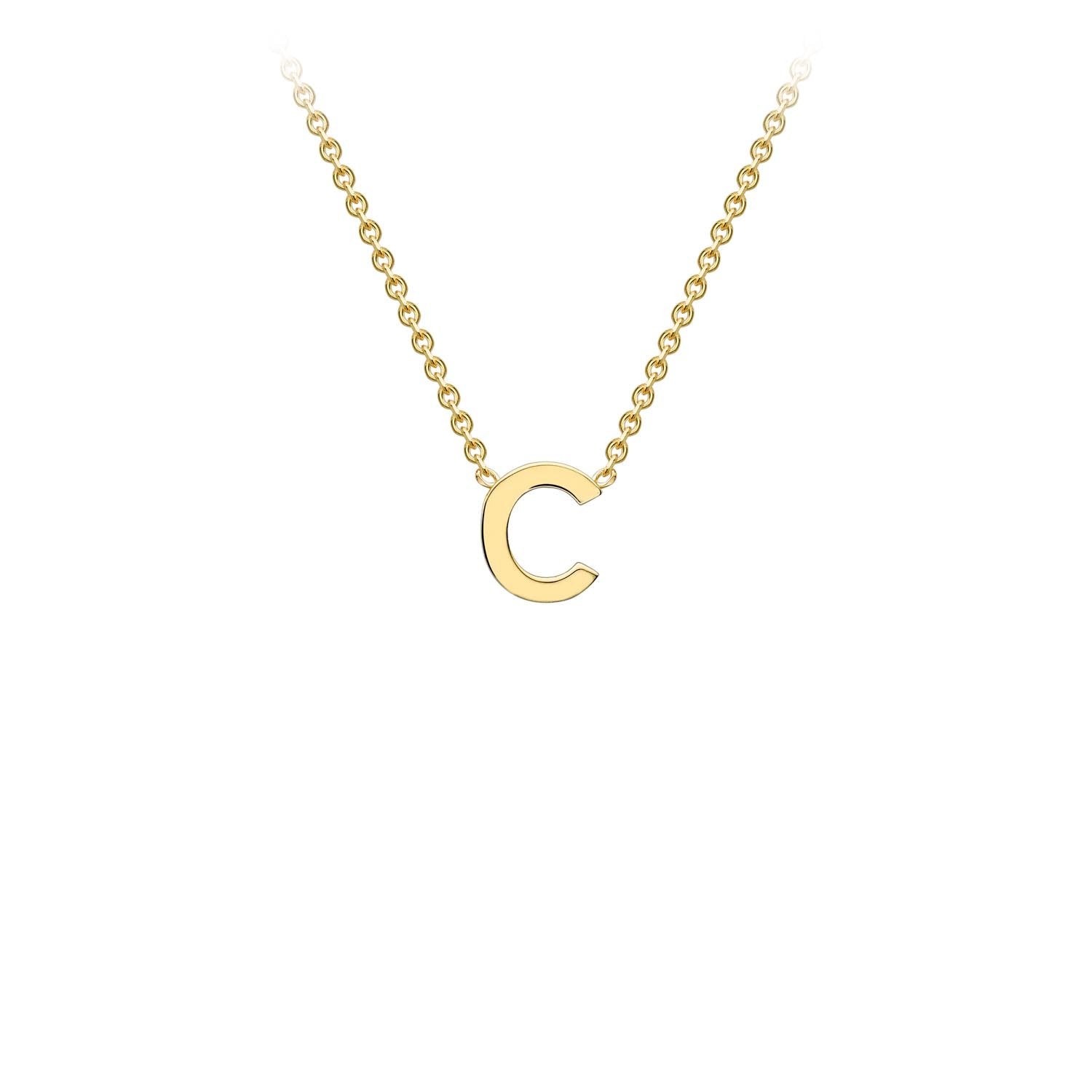 9K Yellow Gold 'C' Initial Adjustable Letter Necklace 38/43cm