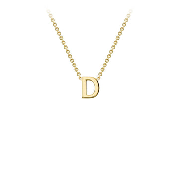 9K Yellow Gold 'D' Initial Adjustable Letter Necklace 38/43cm