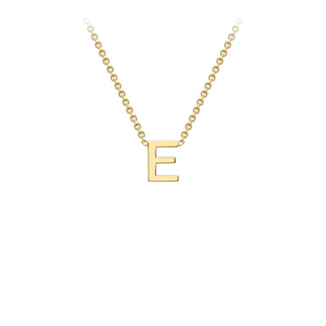 9K Yellow Gold 'E' Initial Adjustable Letter Necklace 38/43cm