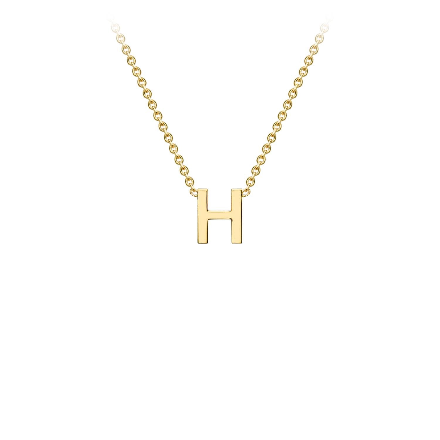 9K Yellow Gold 'H' Initial Adjustable Letter Necklace 38/43cm