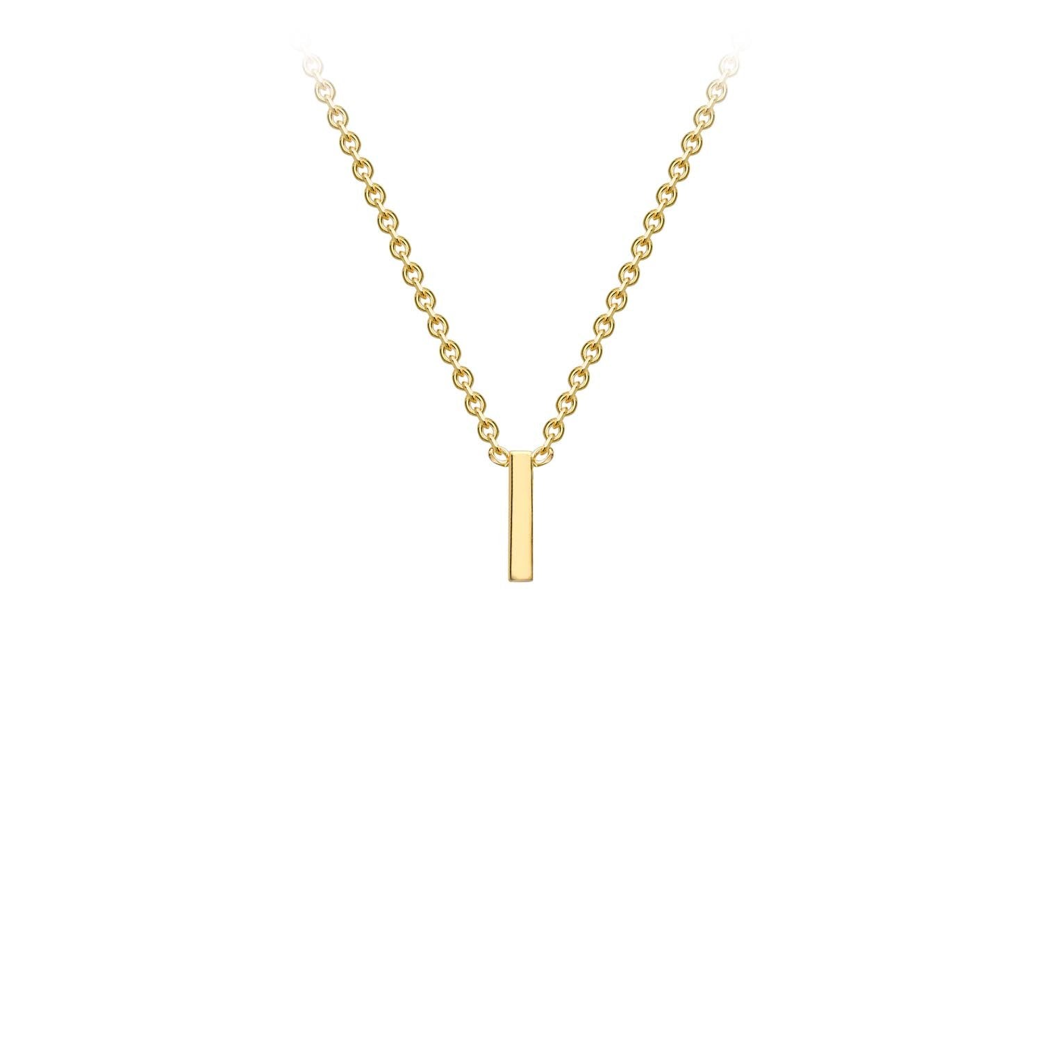 9K Yellow Gold 'I' Initial Adjustable Letter Necklace 38/43cm
