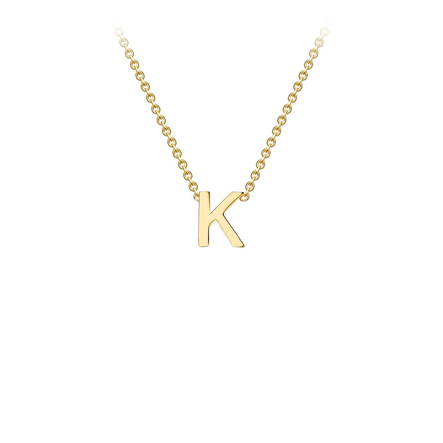 9K Yellow Gold 'K' Initial Adjustable Letter Necklace 38/43cm