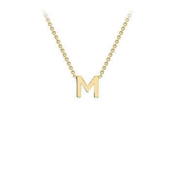 9K Yellow Gold 'M' Initial Adjustable Letter Necklace 38/43cm
