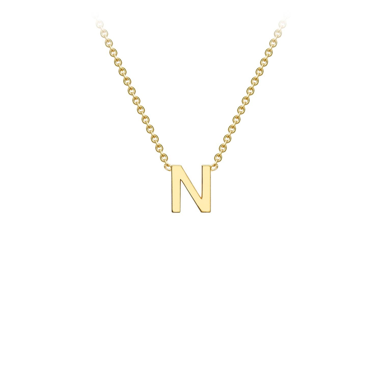 9K Yellow Gold 'N' Initial Adjustable Letter Necklace 38/43cm