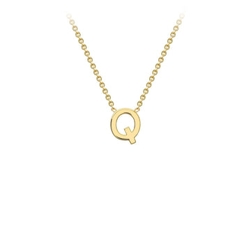 9K Yellow Gold 'Q' Initial Adjustable Letter Necklace 38/43cm