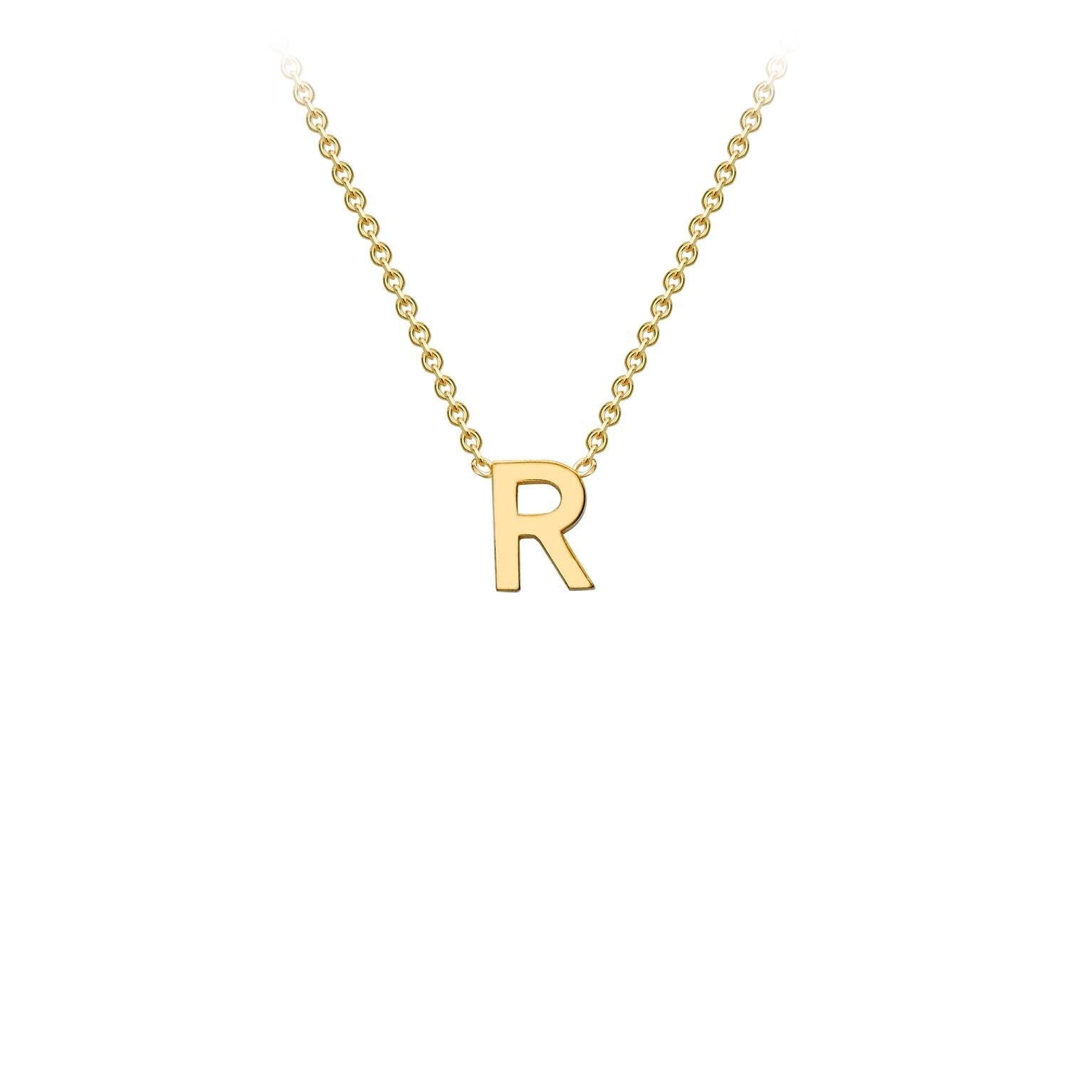 9K Yellow Gold 'R' Initial Adjustable Letter Necklace 38/43cm