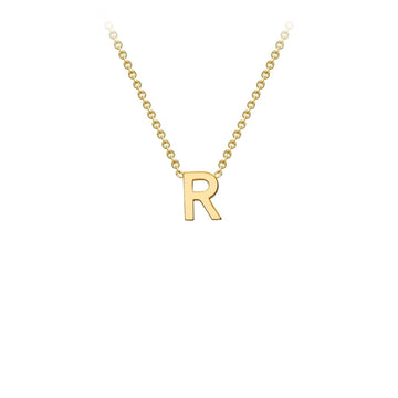 9K Yellow Gold 'R' Initial Adjustable Letter Necklace 38/43cm