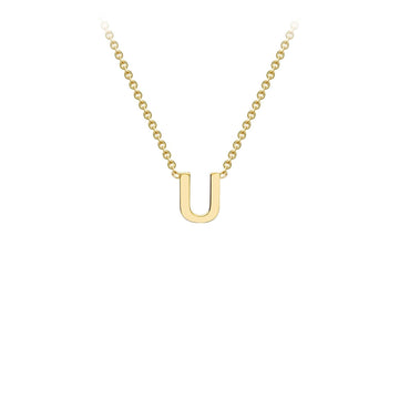 9K Yellow Gold 'U' Initial Adjustable Letter Necklace 38/43cm