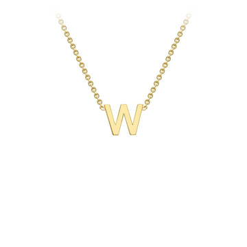9K Yellow Gold 'W' Initial Adjustable Letter Necklace 38/43cm