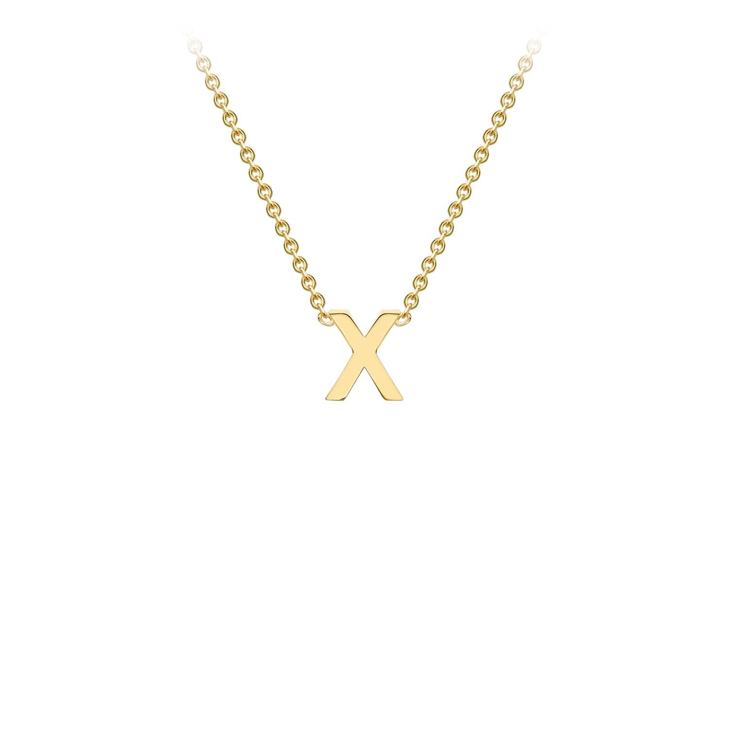 9K Yellow Gold 'X' Initial Adjustable Letter Necklace 38/43cm