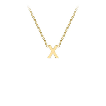 9K Yellow Gold 'X' Initial Adjustable Letter Necklace 38/43cm