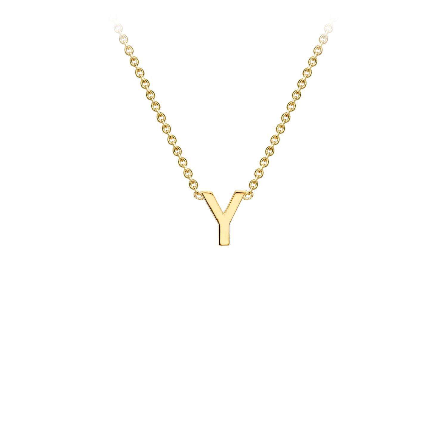 9K Yellow Gold 'Y' Initial Adjustable Letter Necklace 38/43cm