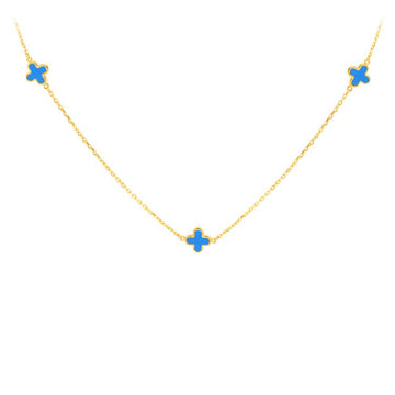 9K Yellow Gold Turquoise Petal Necklace 41+2.5cm