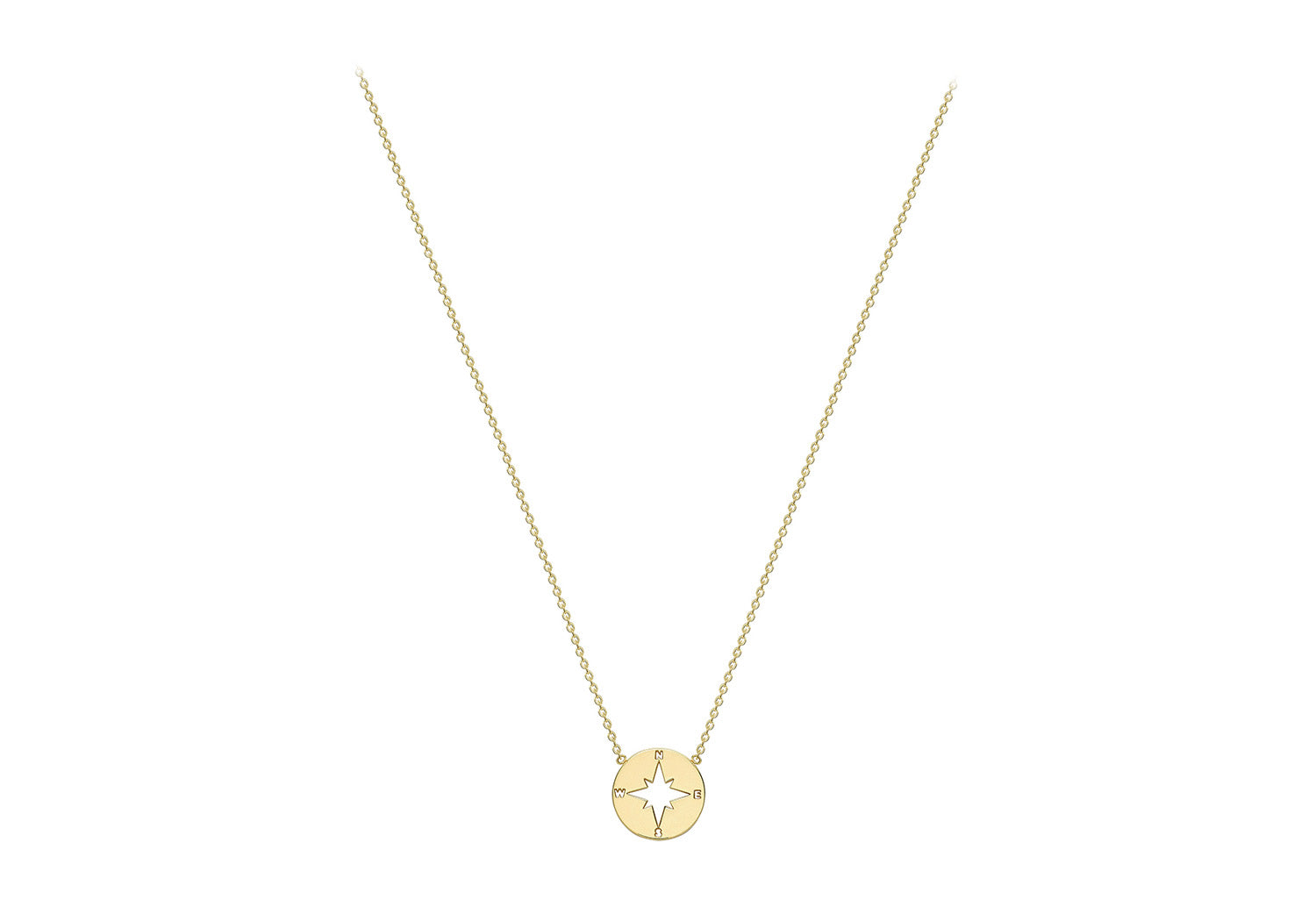 9K Yellow Gold Compass Necklace 40-42 cm