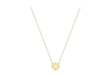 9K Yellow Gold Compass Necklace 40-42 cm