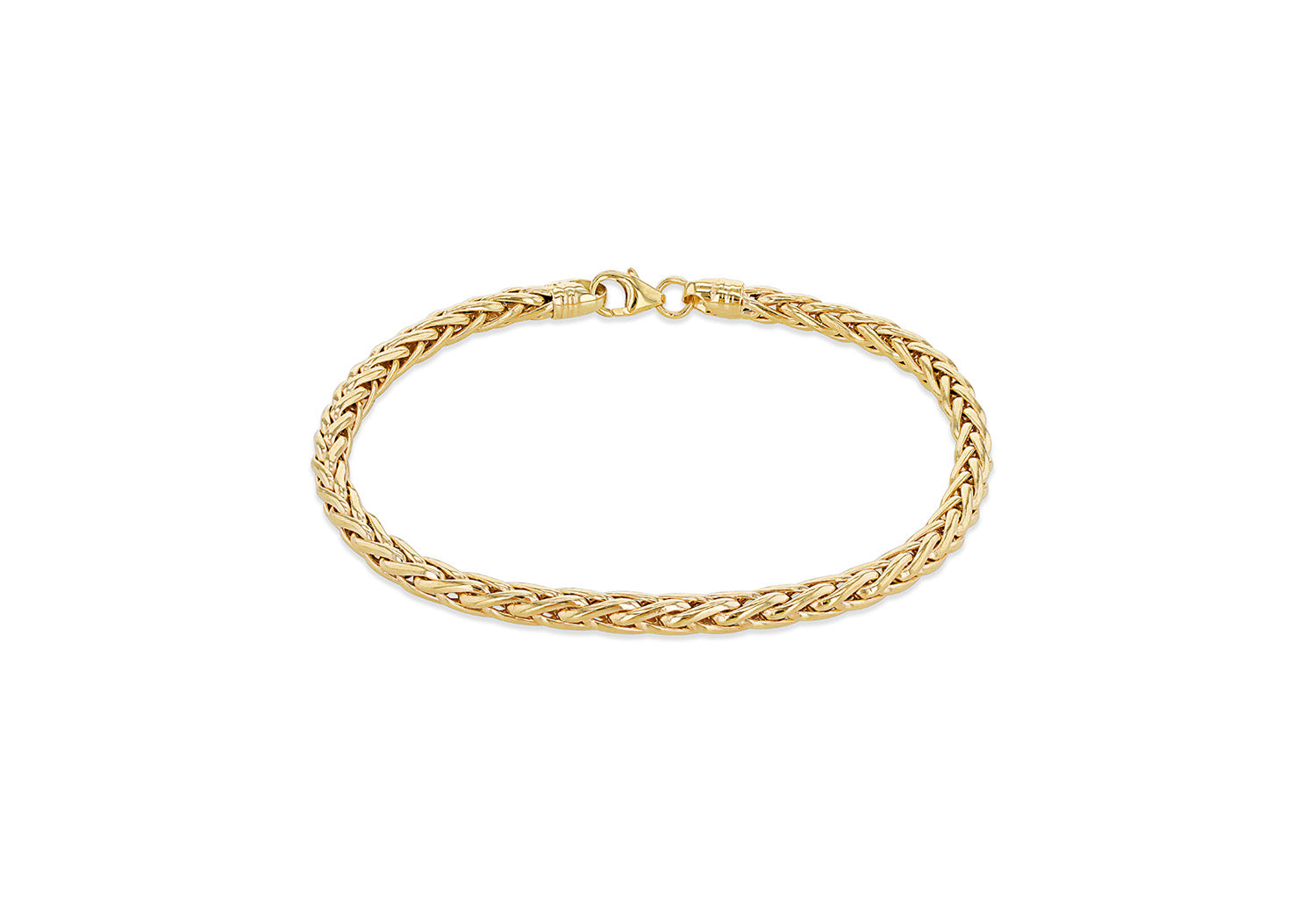 9K Yellow Gold Wheat Link Bracelet 19 cm