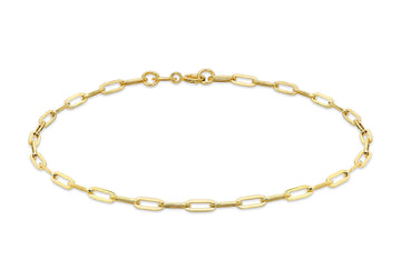 9K Yellow Gold Thin Paper Chain Bracelet 18.5 cm