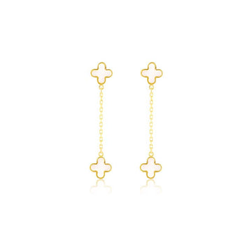 9K Yellow Gold Mop Petal Drop Earrings