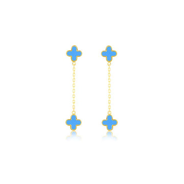 9K Yellow Gold Turquoise Petal Drop Earrings