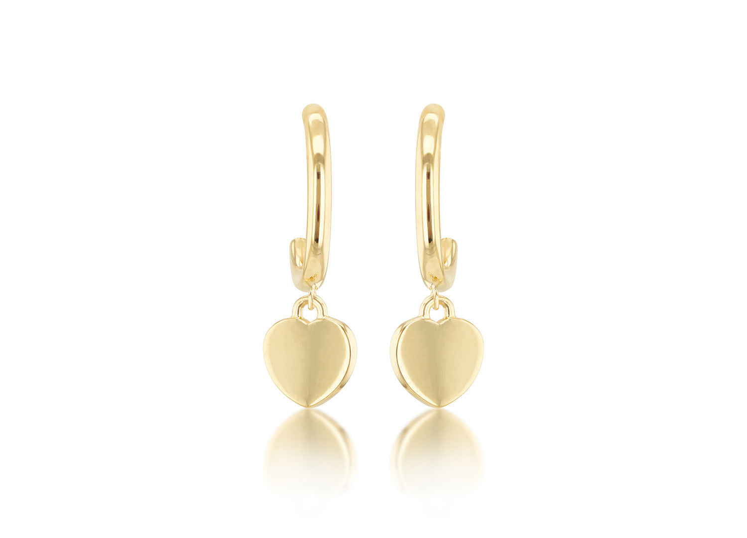9K Yellow Gold Heart Drop Earring