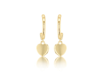 9K Yellow Gold Heart Drop Earring