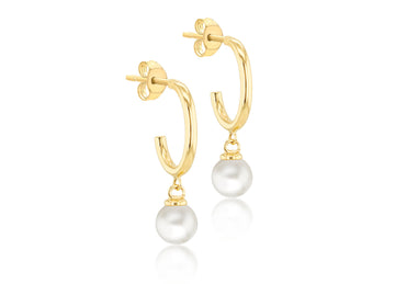 9K Yellow Gold Freshwater Pearl Drop Earrings