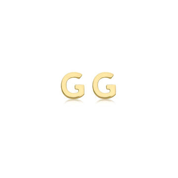 9K Yellow Gold Mini Initial 'G' Stud Earrings