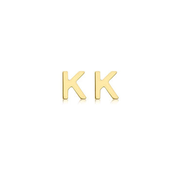 9K Yellow Gold Mini Initial 'K' Stud Earrings