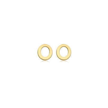 9K Yellow Gold Mini Initial 'O' Stud Earrings