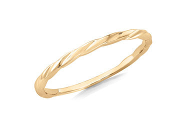 9K Yellow Gold Twist Slim Stacker Ring