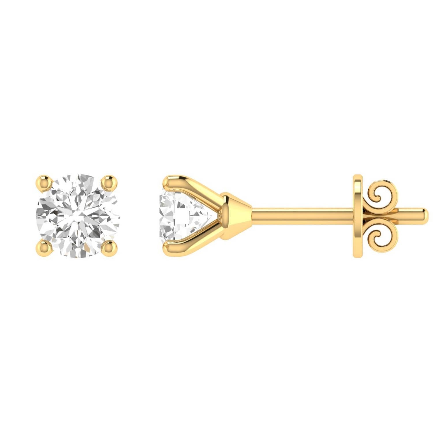 Diamond Stud Earrings with 0.75ct Diamonds in 18K Yellow Gold - 18YCE75