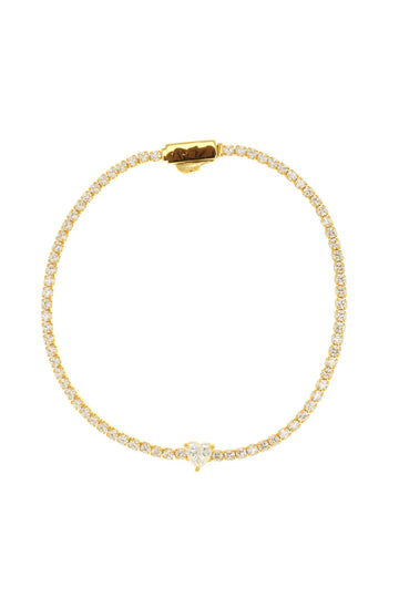 SWEETHEART TENNIS BRACELET GOLD 18CM