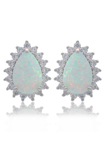 OPAL GLOW ROZELLE WHITE CREATED OPAL EARRINGS SILVER