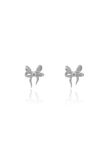 SWEETHEART BOW EARRINGS SILVER