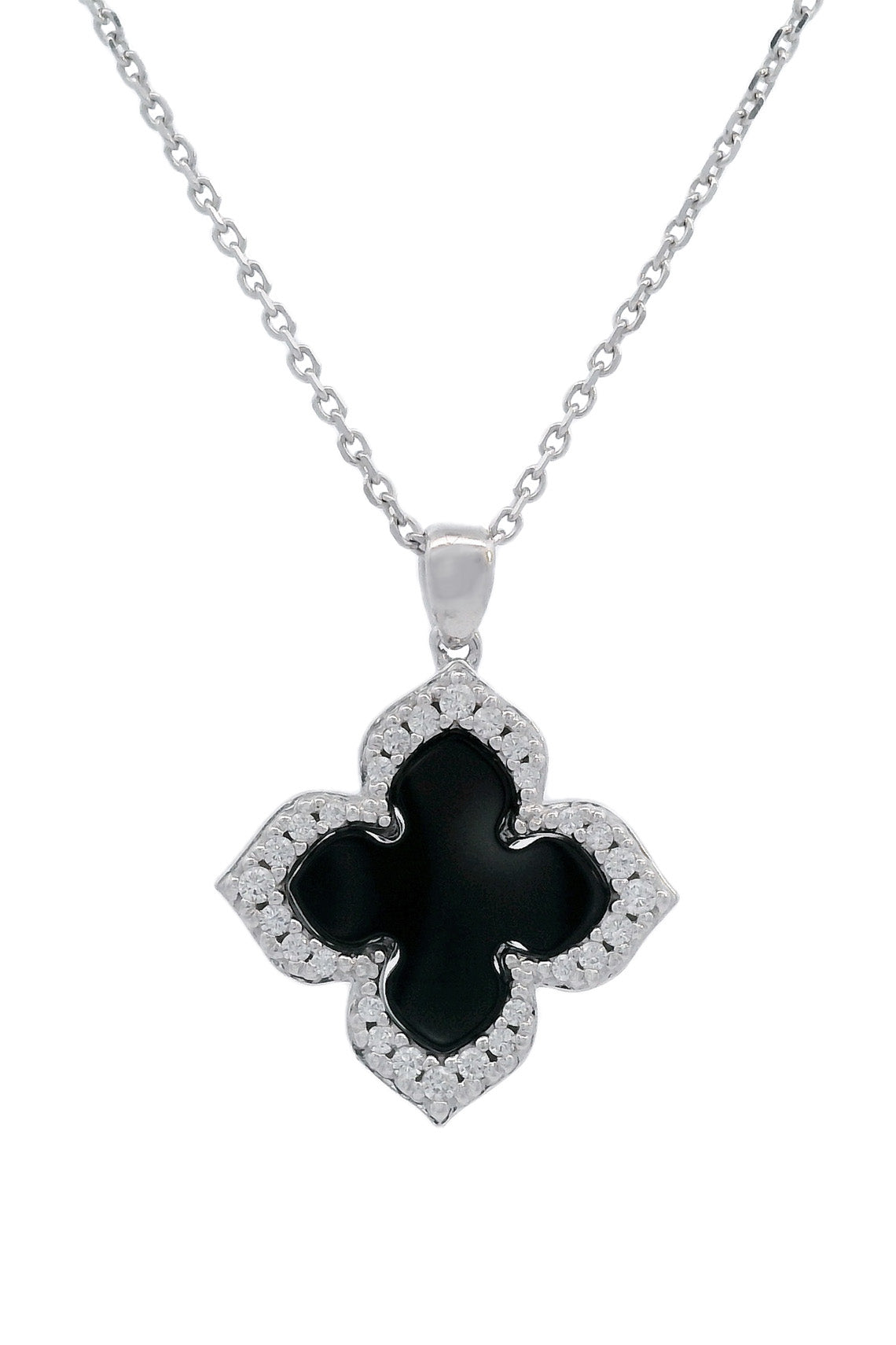GEORGINI MIDNIGHT VELVET BLACK AGATE FAIRWATER PENDANT SILVER
