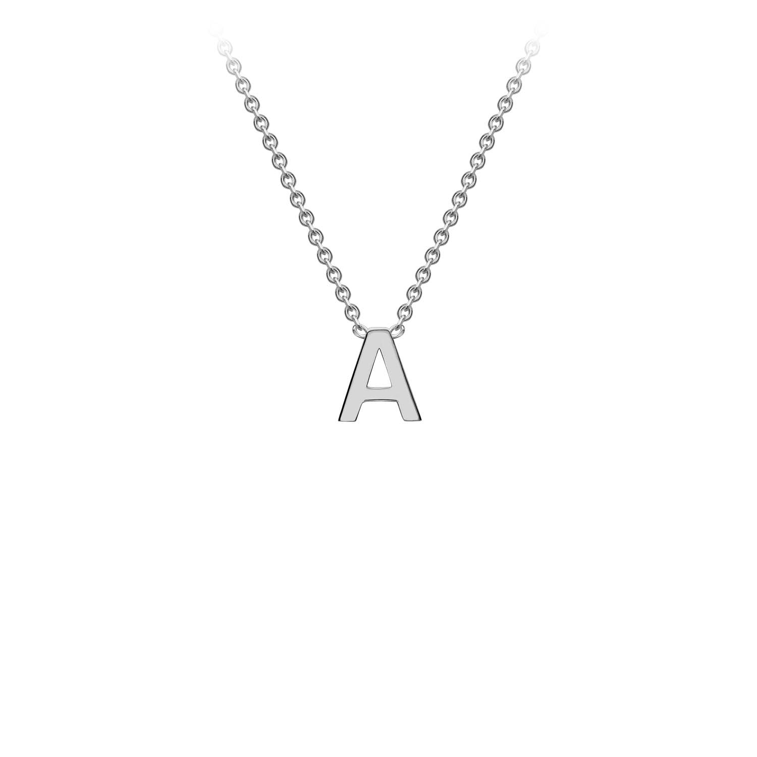 9K White Gold 'A' Initial Adjustable Letter Necklace 38/43cm