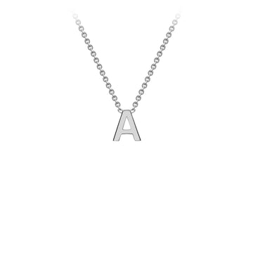 9K White Gold 'A' Initial Adjustable Letter Necklace 38/43cm
