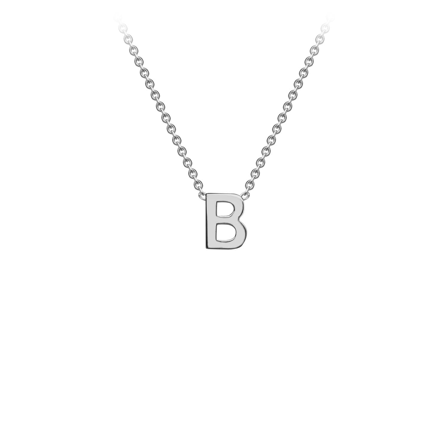 9K White Gold 'B' Initial Adjustable Letter Necklace 38/43cm